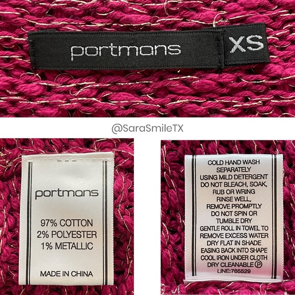 PORTMANS AUSTRALIA Pink Metallic Gold Open Knit Asymmetric Hem Sweater - Picture 13 of 13